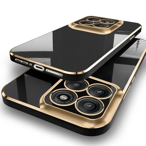 Image of TheGiftKart Luxurious Golden-Plated Back Cover Case for Motorola Moto Edge 60 Pro 5G | Raised Lips for Camera & Screen Protection | Shockproof Design | Stylish Cover for Moto Edge 60 Pro (TPU, Black)