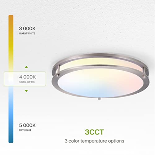 Asd 18 Inch Led Flush Mount Ceiling Light, Dimmable Brushed Nickel Led Ceiling Lighting Fixture For Kitchen, 28W (225W Eqv.), 2000 Lm, 3000K/4000K/5000K Adjustable, Energy Star, Etl Listed #TOP2