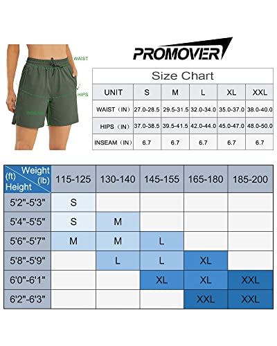 Promover Womens Hiking Shorts Drawstring 7 Inch Inseam Shorts For Athletic Camping Golf Travel With Pockets (Army Green, L) #TOP4