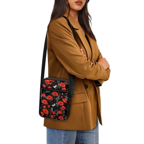 Women's Hibiscus Flower Crossbody Bag, Zip Small Messenger Shoulder Storage Bags4