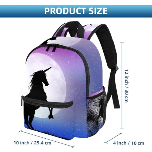 Sac à dos licorne au clair de lune léger avec poches de bouteille