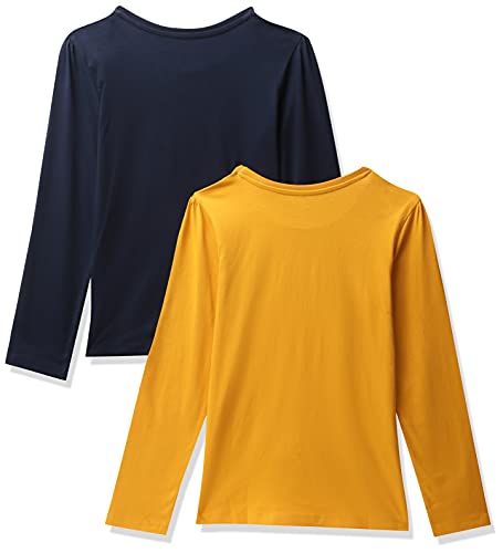 Image of Amazon Brand - Symbol Girl's Regular T-Shirt (PAG 507 Navy & Mustard 1 5-6 Years)