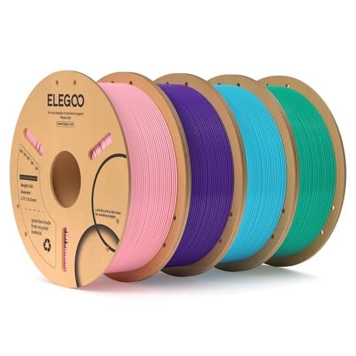ELEGOO PLA 3D Printer Filament 1.75mm Bundle 4KG, Dimensional Accuracy +/- 0.02mm 4 Pack 1kg Spool(2.2lbs) Fits for Most FDM 3D Printers(Pink, Purple, Sky Blue, Sea Green)