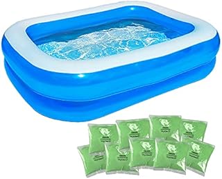 Large Family Inflatable Blue Paddling Pool, 2M x 1.5M, 496L, Easy to Use Outdoor Garden Swimming Pool, Swim & Splash Summer Water Fun for All