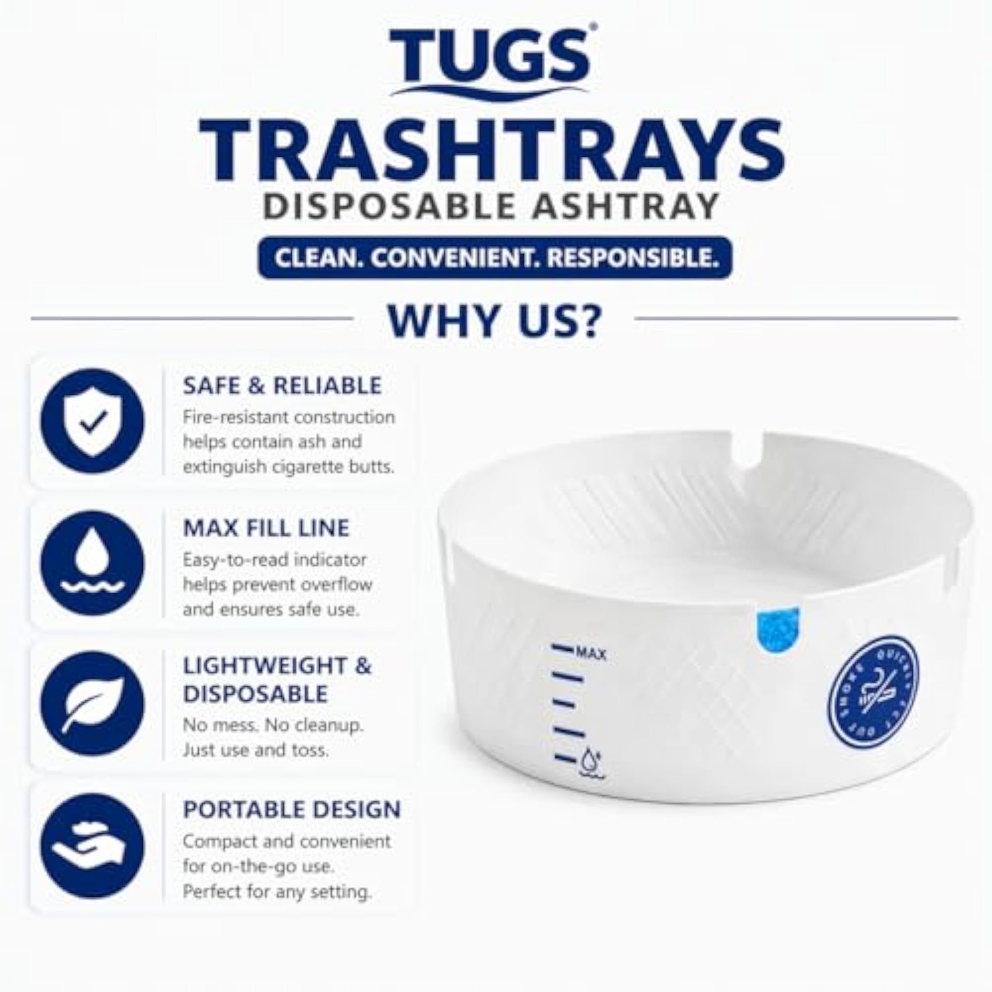 Trashtrays Disposable Ashtray, White