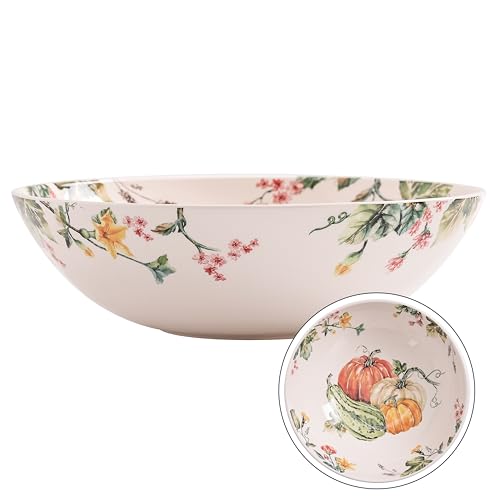 Bico Pumpkin Feast Ceramic 13 inch Serving Bowl, Microwave &