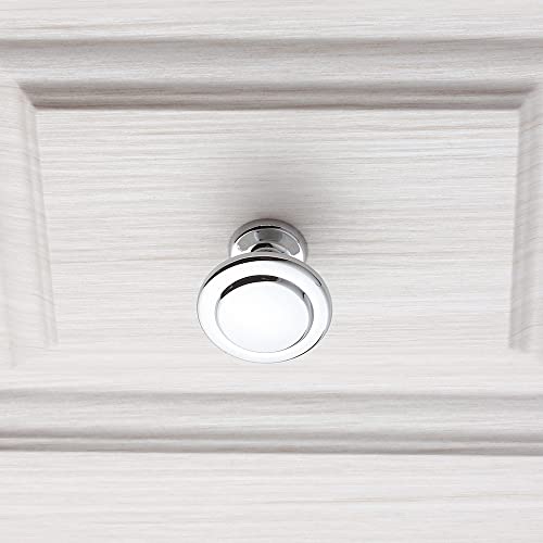 KOOFIZO Stepped Round Cabinet Knob - Chrome Pull Handle (Dia.31mm / 1.2 Inch), 10-Pack for Kitchen Cupboard Door, Bedroom Dresser Drawer, Bathroom Wardrobe Hardware