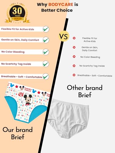 Image of Bodycare Mickey & Friends Boys Brief Solid Print ASSORT Pack of 4