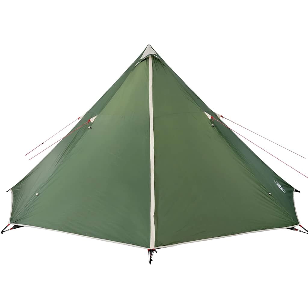 Tipi para 8 personas, verde, impermeable, a prueba de viento, con conector E para cable de extensión, ventilación, cremallera, ligera y portátil, tienda de camping