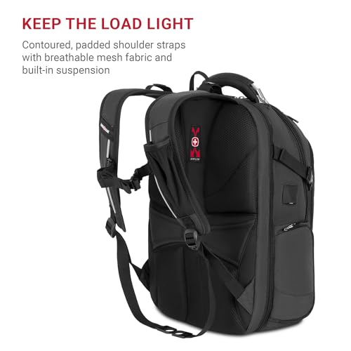 SwissGear Travel Tech Elite Laptop Backpack – Fits Laptops up to 16” – ScanSmart TSA-Friendly Backpack with USB Port, Shoe Compartment & Organizer Pockets – Heather Grey - Image 5