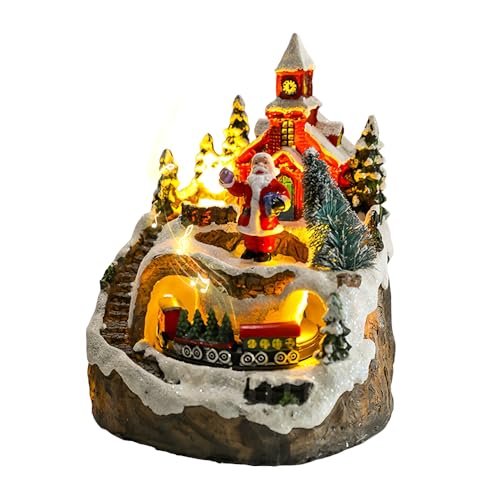 NAVESO Weihnachtsdorf mit Beleuchtung und Musik, Weihnachtsdorf mit...