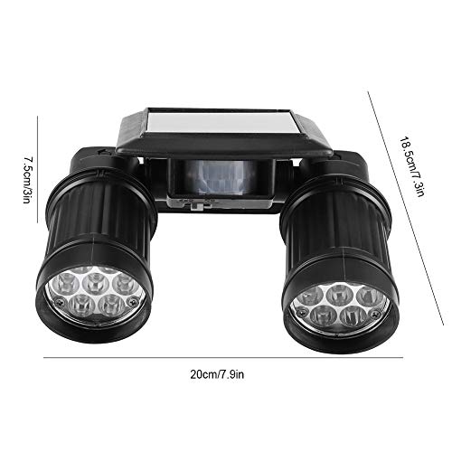 DualHead Luz solar ajustável com 14 LEDs, refletor solar com sensor de movimento, luz de segurança p