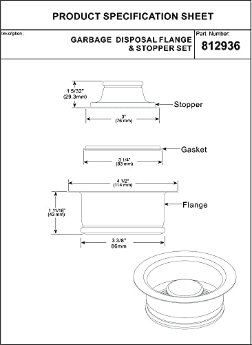Artiwell Sink Garbage Disposal Flange and Stopper, Universal Fit for 3-1/2 Inch Standard Drain Hole, Kitchen Replacement Accessories, Garbage Disposer Kit (Brushed Gold) - Thumbnail 7