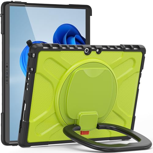 Fundas para Tablet PC Heavy Duty Shockproof Case Compatible with Microsoft Surface Pro 8 13 Inch - Rugged Kickstand Protective Case with Handle Stand Bumper Protective Cover(Yellow)