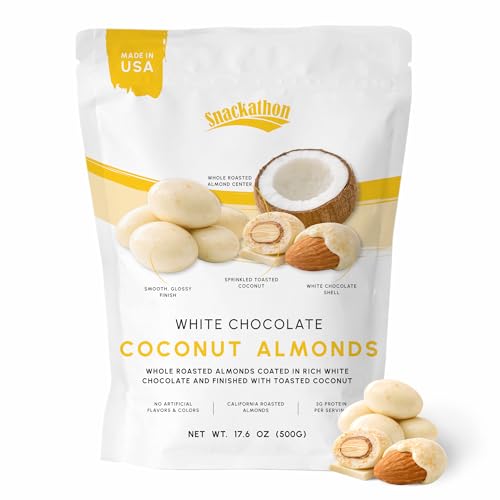 Snackathon Coconut White Chocolate Covered Almonds image