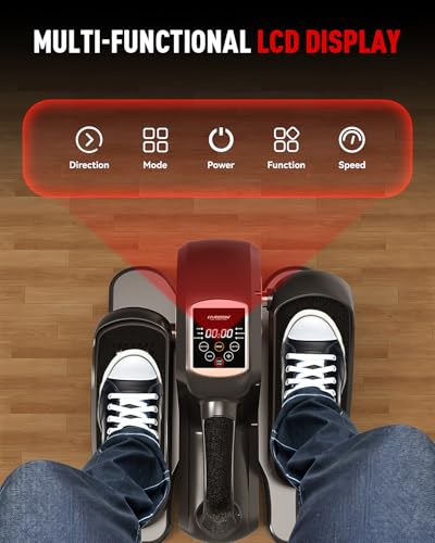 HARISON Under Desk Elliptical Machine with Multi-Functional LCD Display, Ellipse Leg Exerciser for Seniors with 12-Level Adjustable Speed and Resistance Bands - Image 4