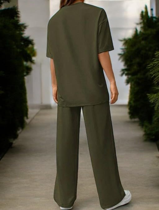 Image of My Swag USA Graphic Print Cotton Loungewear Set, T-Shirt and Pants, Casual Comfort Wear