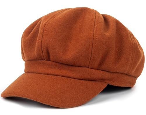 Womens-Newsboy-Octagonal-Beret-Hats Classic 8 Panels Cabbie Gatsby Cap Vintage Fashion French Hats for Girls Teens Brown