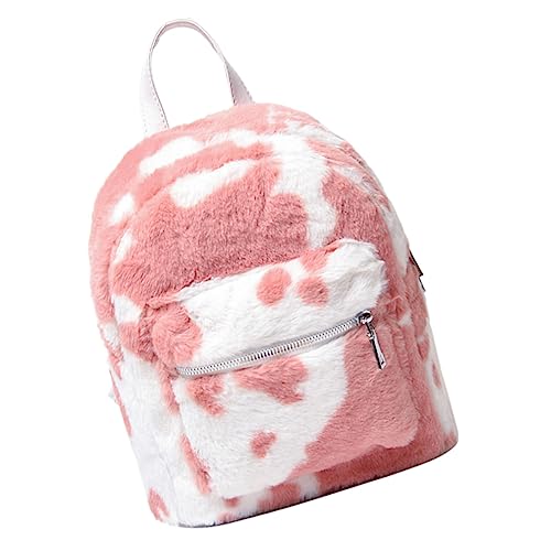 Sac en peluche noir et blanc avec poche zippée pour femmes