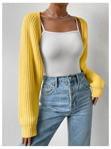 Image of GORGLITTER Women's Open Front Cardigan Sweater Trendy Dressy Cute Long Sleeve Bolero Shrug Fall Knit Short Cardigan