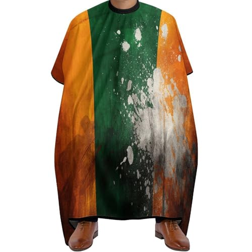 Capa para corte de cabello patrón naranja y verde unisex miniatura 1