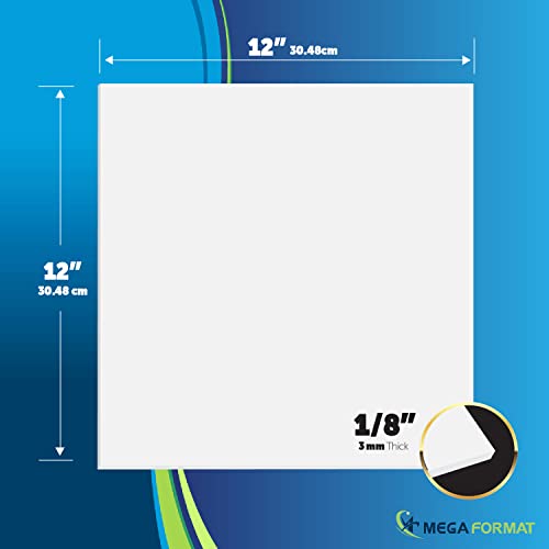 Image of Mega Format Expanded PVC Plastic Sheets - 12 inch X 12 inch Rigid White Sheet for Crafts, Signage, & Displays - Sintra, Celtec PVC Board - Waterproof for Outdoors Use - 1 /8 inch 3mm Thick - 3-Pk-White