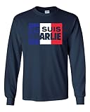 Long Sleeve Adult T-Shirt Je Suis Charlie Support France Flag Protest Paris DT (Large, Navy Blue)