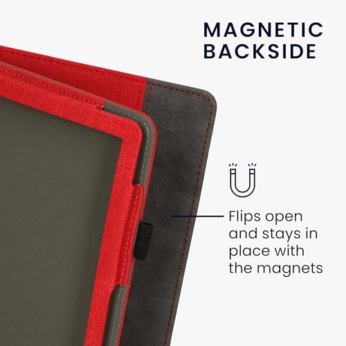 Miniatura 5 de Kwmobile Carcasa Compatible Con Amazon Kindle Scribe 2022 2024 Funda - Funda Con Stand Agarre De Mano Y Tarjetero - Rojo Gris Oscuro