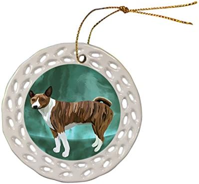 Basenji African Hunting Dog Christmas Doily Ceramic Ornament