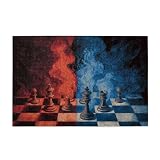 1000 Piece Fiery Ice Chess Set Wooden Jigsaw Puzzle for Adults, Contrast Art Design, Family Bonding Activity, Cognitive Brain Challenge & Work Pressure Relief Decor