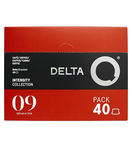 Delta Q - Cápsulas de Café Molido Qharacter - Espresso Intenso con Notas de Caramelo y Frutos Secos - Intensidad 9 - Molido Natural - 40 Cápsulas
