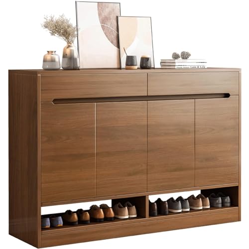 Scarpiera in legno con cassetti estraibili, regolabili, maniglie scanalate e design elegante, scarpa per ingresso Halay o armadio