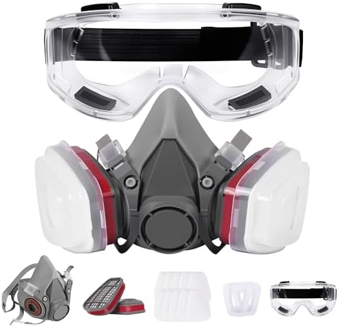 Reusable Respirator Half Face Mask, Gas Cover Organic Vapor Mask and Filters: Painting, Against Dust,Woodworking, Construction, Sanding, Spraying, DIY etc