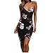 Produktbild Binggong Kleid Kleid Damen,Binggong Frauen Sexy V-Ausschnitt Druck Ärmellos Gesäß Camisole Beach Dress Rückenfreies Kleid Weisses Wickelkleid Elegant Abendkleider