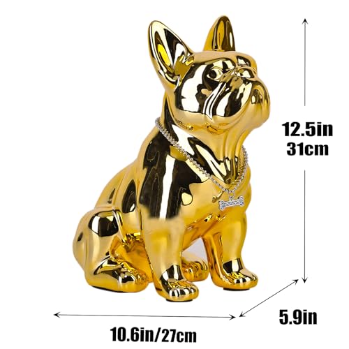 Estatua de Bulldog Francés de Resina Dorada 8 in miniatura 5