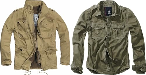 Veste Camel Brandit M veste militaire décontractée et chemise olive