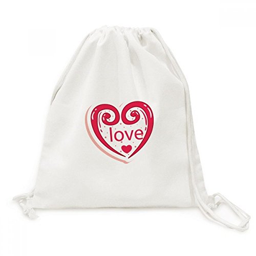Sac cordon en toile St Valentin rose mignon sac à dos de voyage léger avec cœurs d'amour