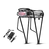 【Packing list】1pc Battery,1pc Electric bike battery holder base,1pc Rear carrier,1pc Charger,1pc Extra charging fuse 10A,1pc Extra discharging fuse 30A,2pcs Keys,1pc User manual 【Key Features】This ebike battery rear rack is only suit for disc and v b...