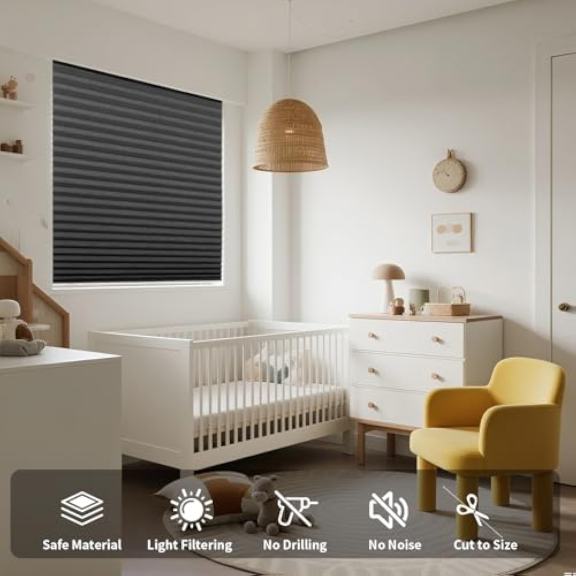 Stick on Blinds Windows, No Drill Instant Temporary Curtains
