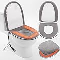 Hahafelt Heated Toilet Seat Cover Set USB Powered Toilet Seat Warmer with Charger 5-Speed Adjustable Temperature and Timing Function Levels with Soft Plush Fabric Easy To Clean and Installation (Gray)