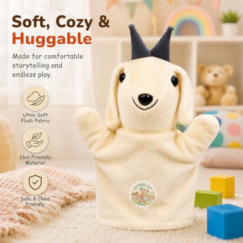 Image of Chi-Chimpu Toys's Goat Hand Puppet 22cm | Soft Plush Animal Puppet for Kids | Easy Hand Fitting Storytelling Toy | Creative Role Play, Imagination & Communication Skills