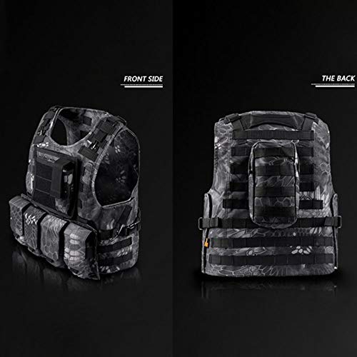 Toyfun Kids Tactical Vest Kit Woodland Camo Combat Assault Waistcoat Army/Military/Police Style, Adjustable And Multi-Colors #TOP6