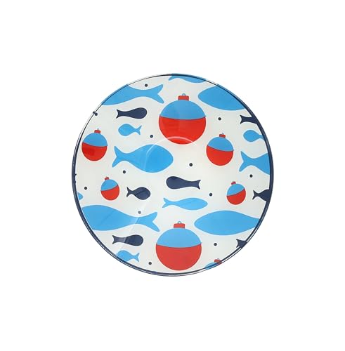 Pavilion Gift Company - Lake - 6" Glass Serving 10 Oz Bowl Fish Fishing Boat Boating Lake Beach Waterfront Ocean Nautical Seaside Cottage River Kitchen Decor Summer Serveware
