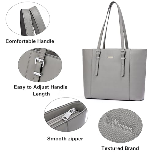 Image of BROMEN Women Briefcase 15.6 inch Laptop Tote Bag Vintage Leather Handbags Shoulder Work Purses