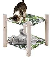 MABOZOO Elevated Cat Beds for Indoor Cats,Wooden Double-Deck Cat Hammock Bunk Bed for 2 Cats,Rais...
