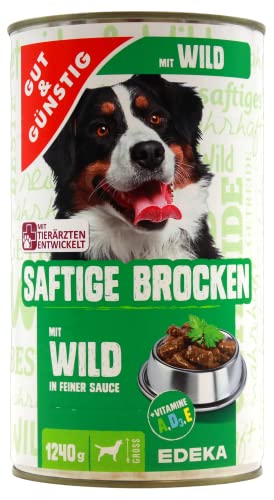 Edeka Gut & Günstig Saftige Brocken mit Wild in feiner Sauce, 6er Pack (6 x 1,24 kg)