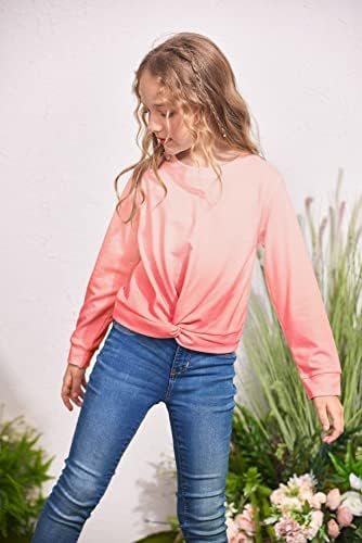 Arshiner Girls Casual Twist Front Lightweight Sweatshirt Tie Dye Printed Long Sleeve Crop Tops Pullover 2 41bYOsrKuiL. AC
