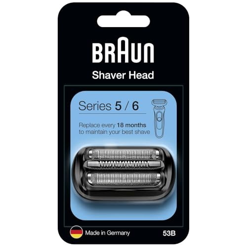 Braun Series 5 Electric Shaver Replacement Head, Easily Attach Compatible Head for New Generation Series 5/6 Shavers, 53B, Black