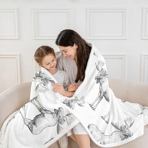 Image of Feelyou Moose Fleece Wild Animal Theme Sherpa Blanket 30 inchx40 inch