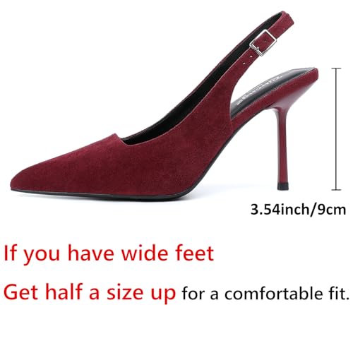 Image of RIBONGZ Sexy Slingback Pumps Elegant Dressy Heels for Women Closed Toe Pointy High Heels Wedding Bride Prom Party Evening Shoes
